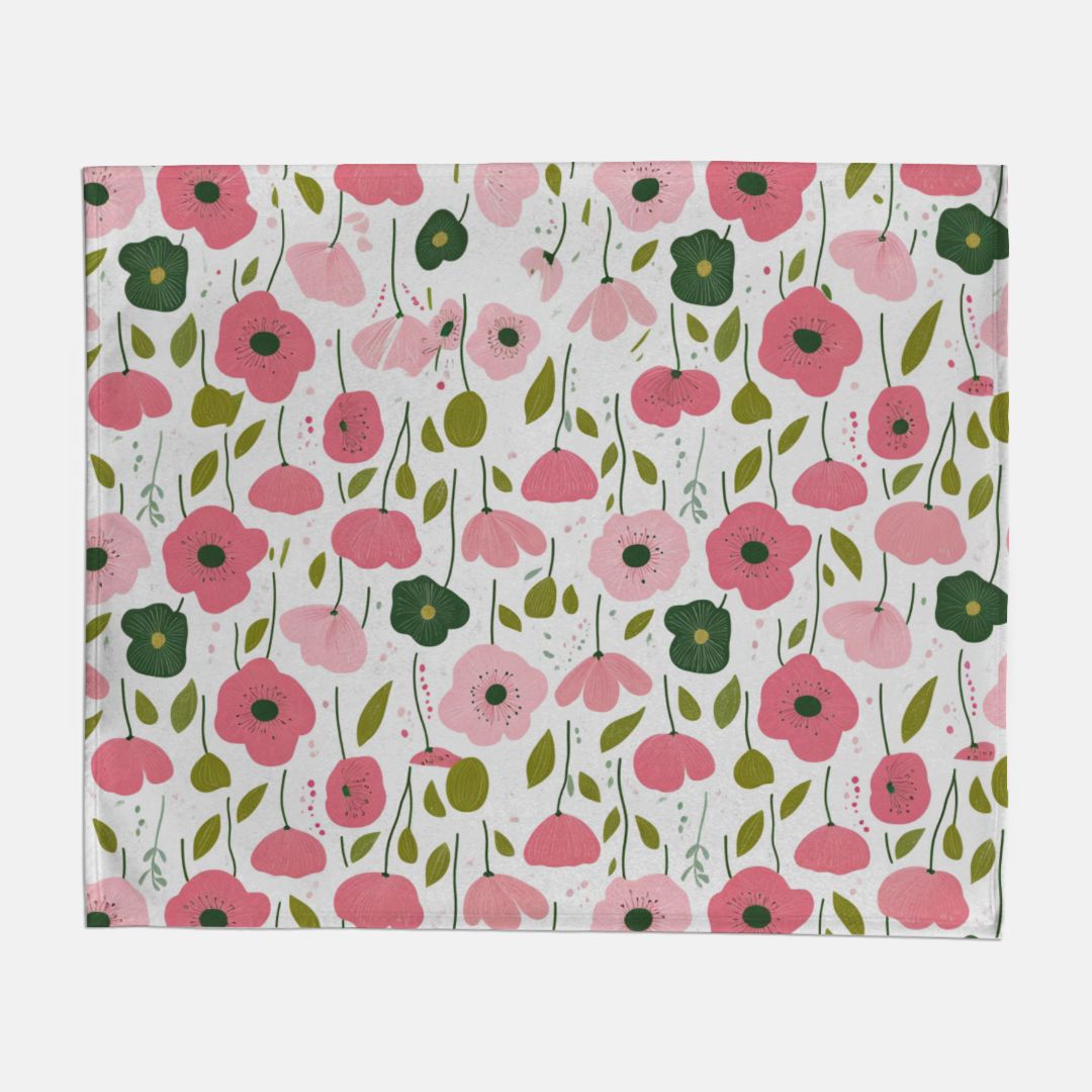 Pink Flower Garden Sweatshirt Blanket - 50" x 60"