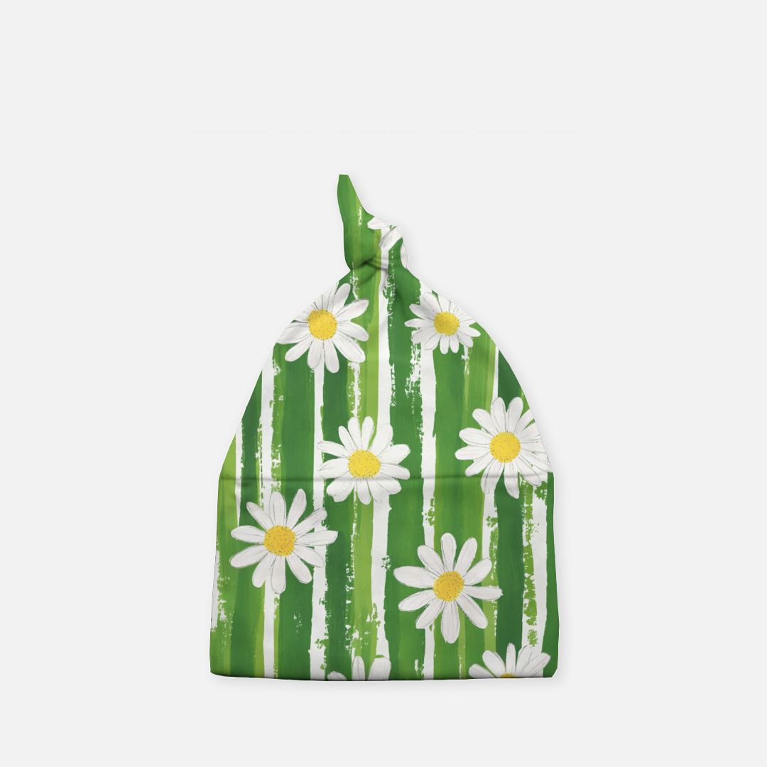 Striped Daisy Baby Knotted Beanie
