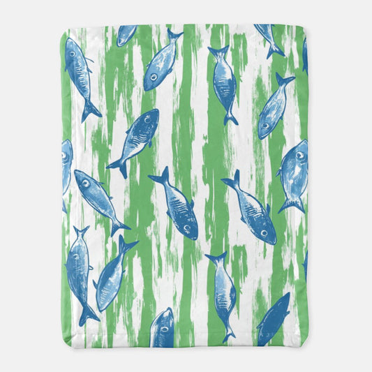 Fish Stripes Satin Trim Blanket