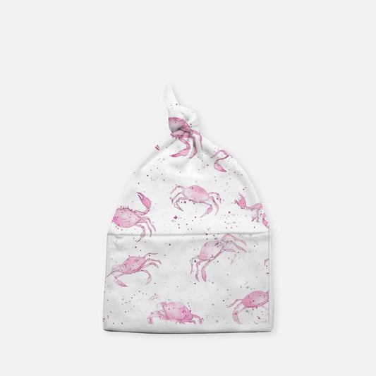 Pink Crab Baby Knotted Beanie