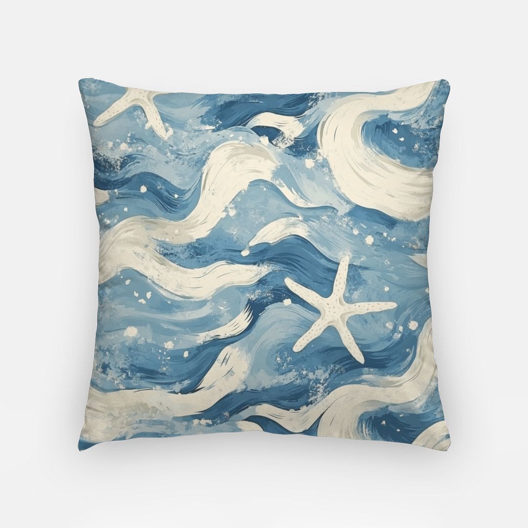 Starfish Batik Artisan Pillow Case 18 Inch Light Blue