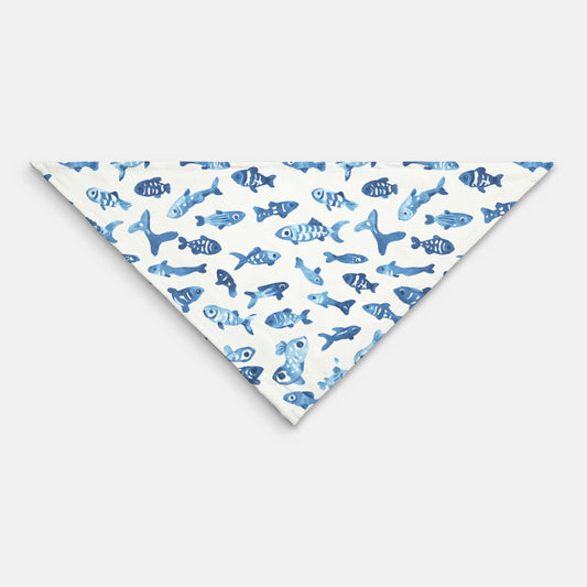 Fish Pet Bandana Blue/White