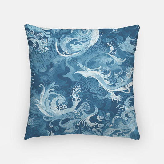 Elegant Batik Artisan Pillow Case 18 Inch Ocean Blue