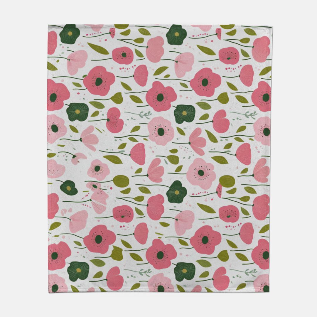 Pink Flower Garden Sweatshirt Blanket - 50" x 60"