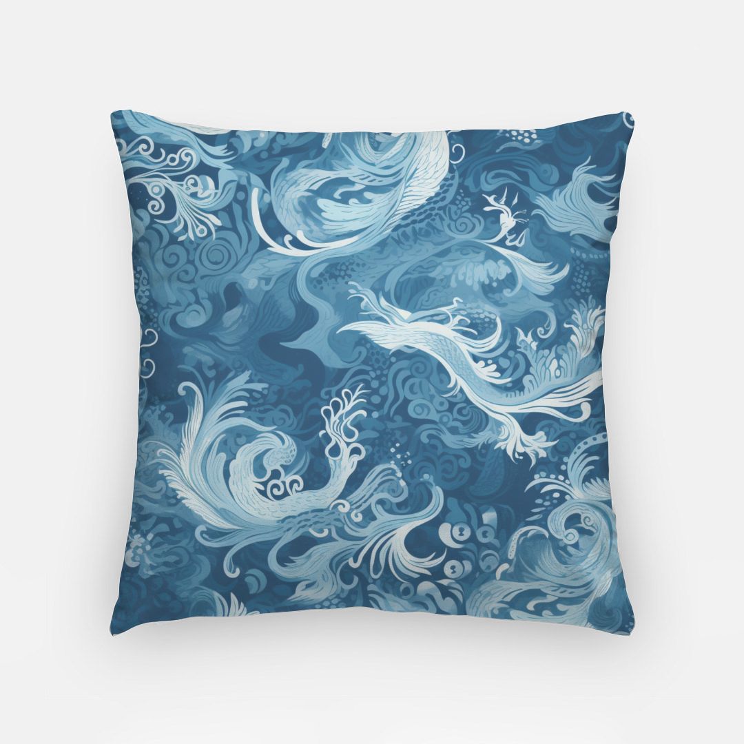Elegant Batik Artisan Pillow Case 18 Inch Ocean Blue