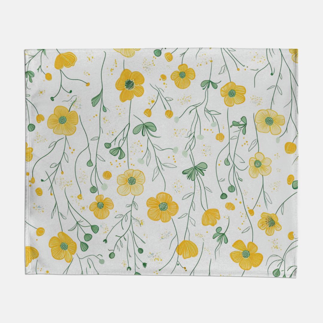 Yellow Flower Garden Sweatshirt Blanket - 50" x 60"