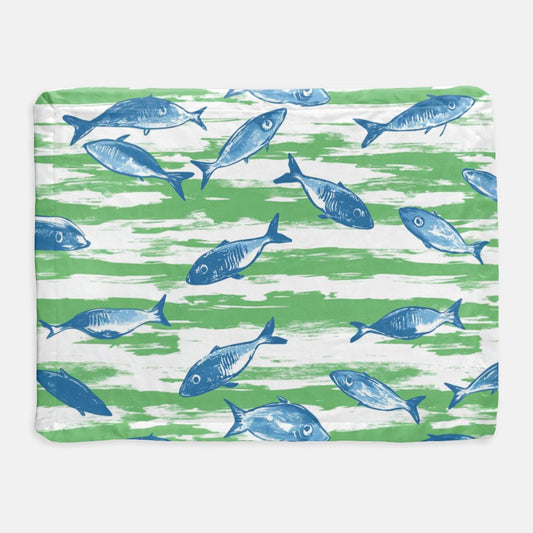 Fish Stripes Satin Trim Blanket