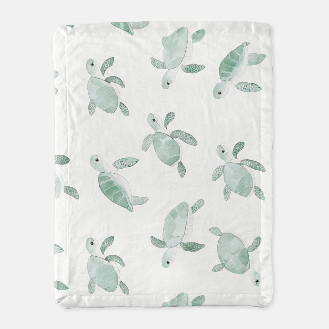 Baby Turtle Satin Trim Blanket