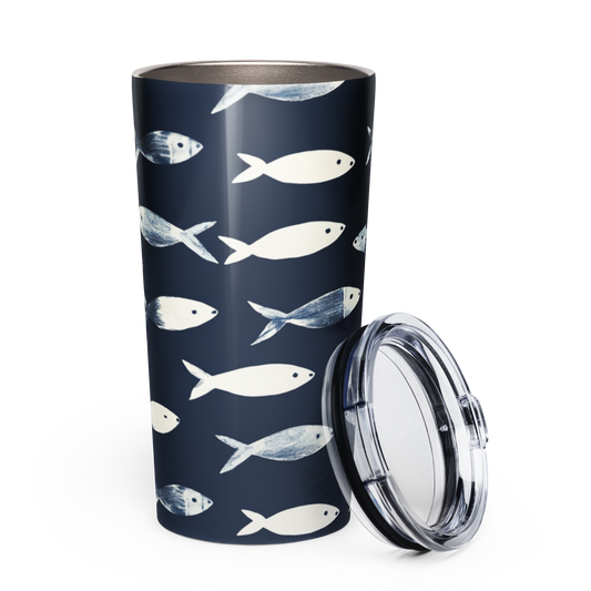 Fish School Stainless Steel Tumbler Navy