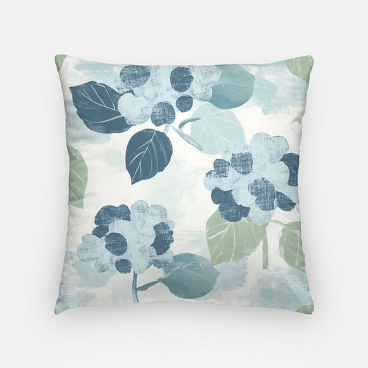Hydrangeas Artisan Pillow Case 18 Inch Faded Blue