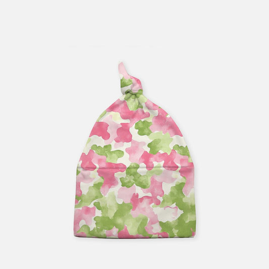 Pink and Green Camo Baby Knotted Beanie