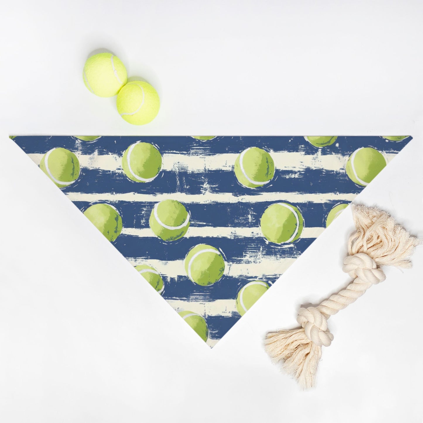 Tennis Ball Pet Bandana Navy Stripes
