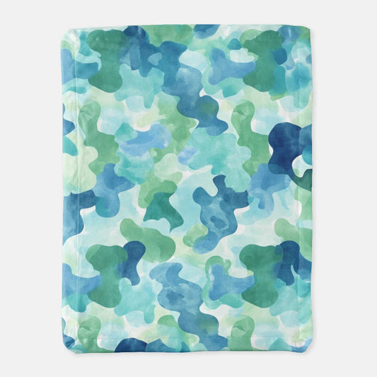Seaglass Camo Satin Trim Blanket