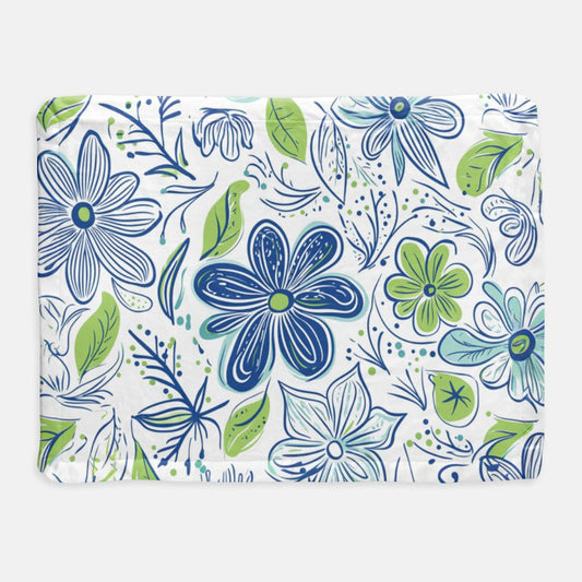 Blue Garden Satin Trim Blanket