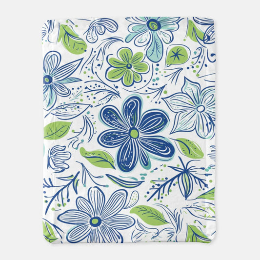 Blue Garden Satin Trim Blanket