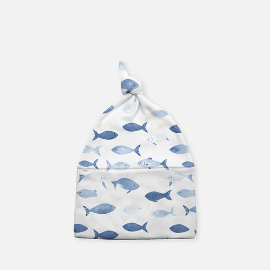 Blue Fish Baby Knotted Beanie