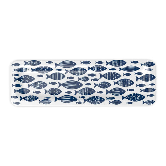 Blue & White Coastal Fish Tray