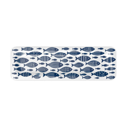 Blue & White Coastal Fish Tray