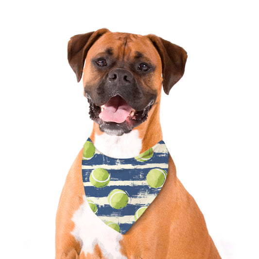 Tennis Ball Pet Bandana Navy Stripes