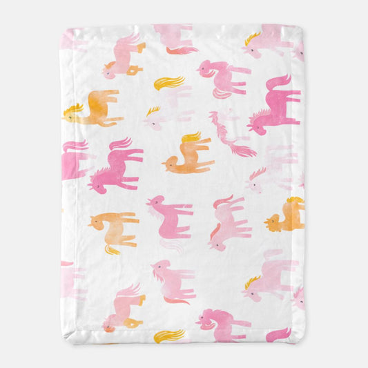 Pink Pony Satin Trim Blanket