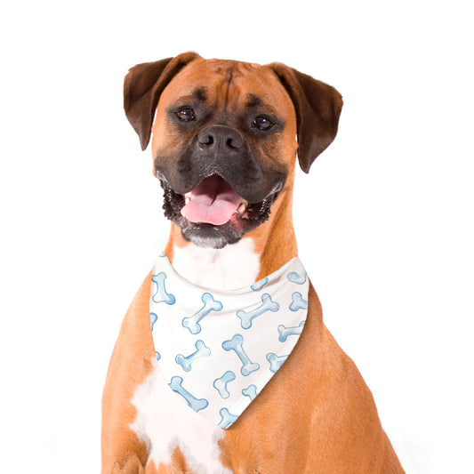 Dog Bone Pet Bandana - Blue