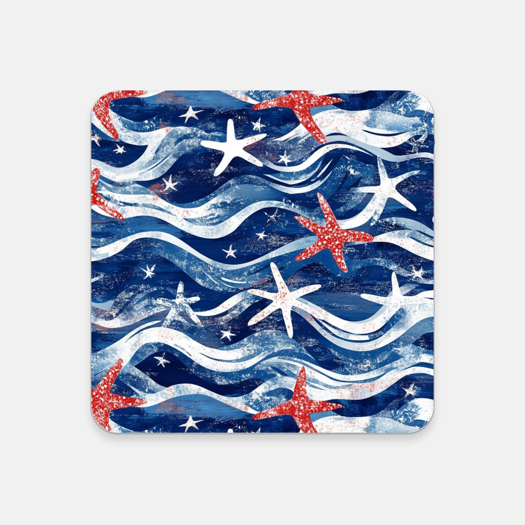 Patriotic Starfish Cork Back Coaster