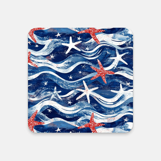 Patriotic Starfish Cork Back Coaster