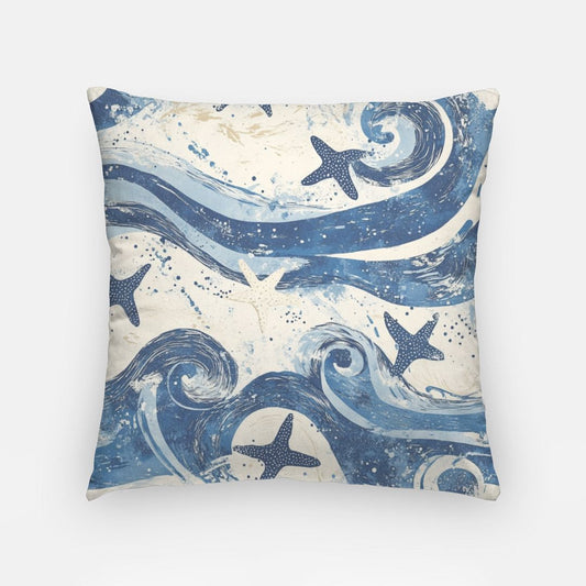 Starfish Batik Artisan Pillow Case 18 Inch Blue