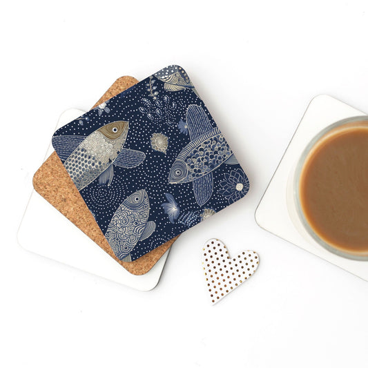 Tan Fish Cork Back Coaster