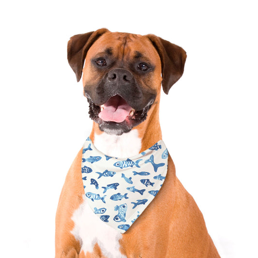 Fish Pet Bandana Blue/White