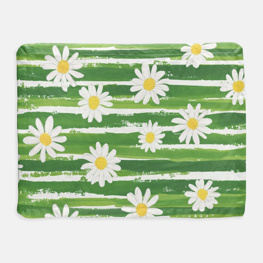Striped Daisy Satin Trim Blanket