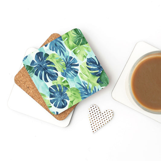 Blue Palms Cork Back Coaster