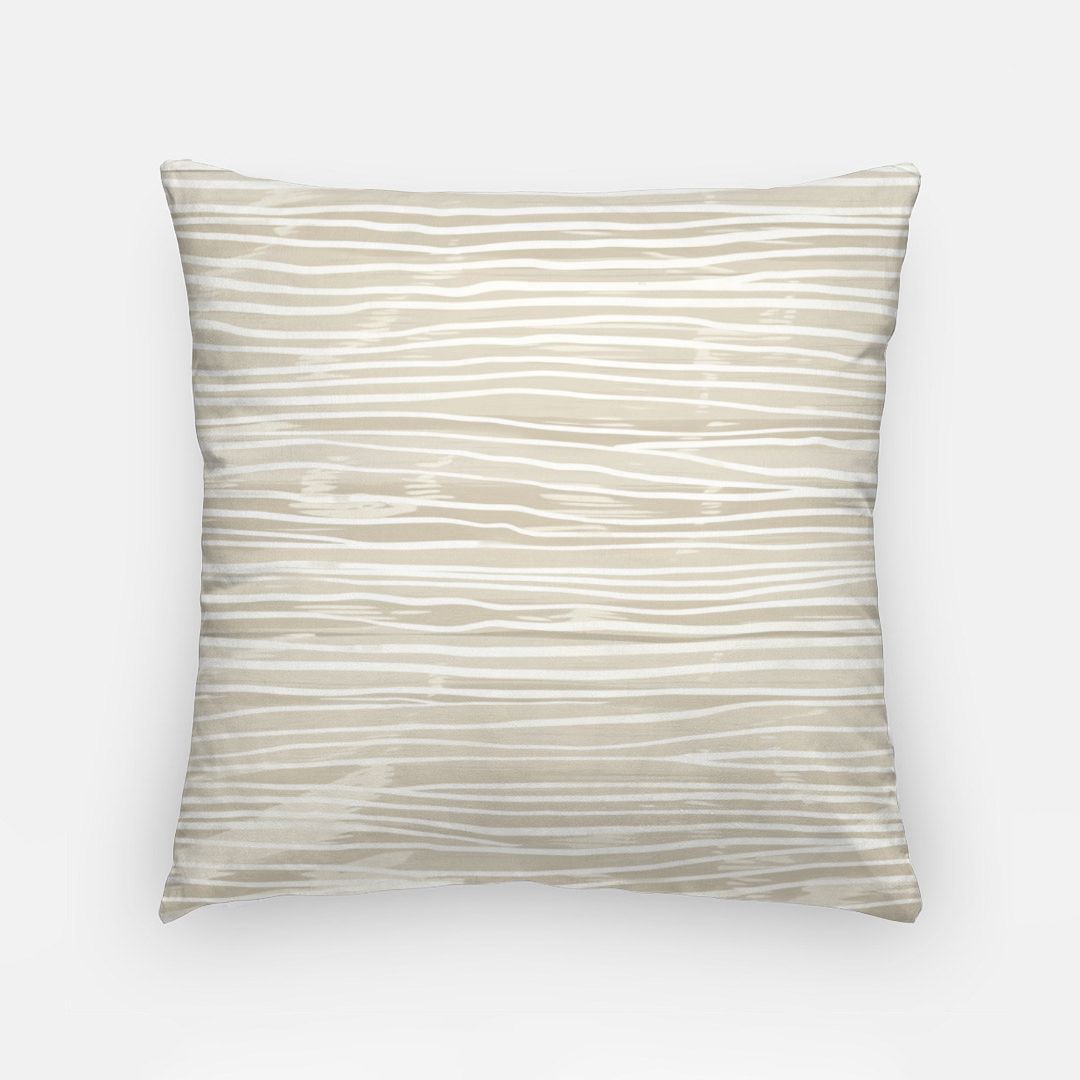 Sand/Ivory Horizontal Stripes Artisan Pillow Case 18 Inch