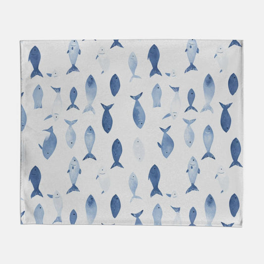 Blue Fish Sweatshirt Blanket - 50" x 60"