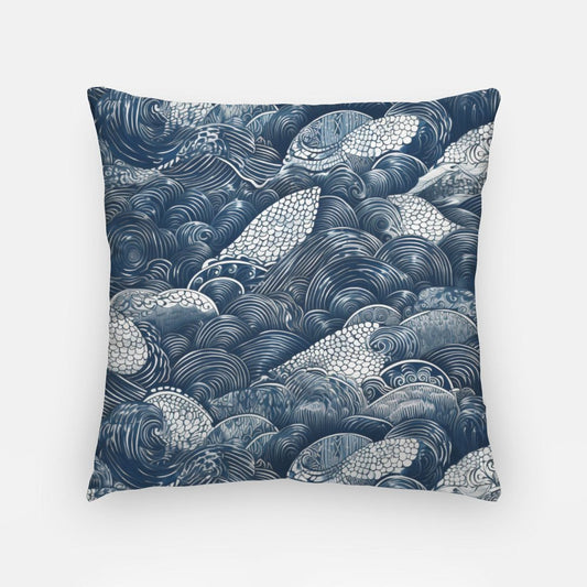 Fish Scales Artisan Pillow Case 18 Inch Navy