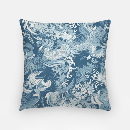 Elegant Batik Artisan Pillow Case 18 Inch Cobalt