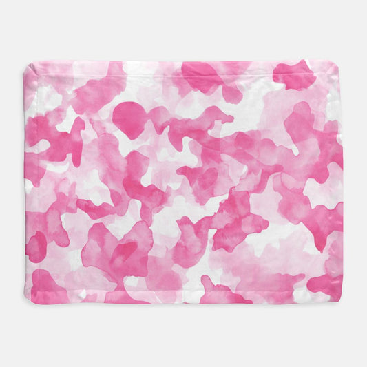 Pink Camo Satin Trim Blanket