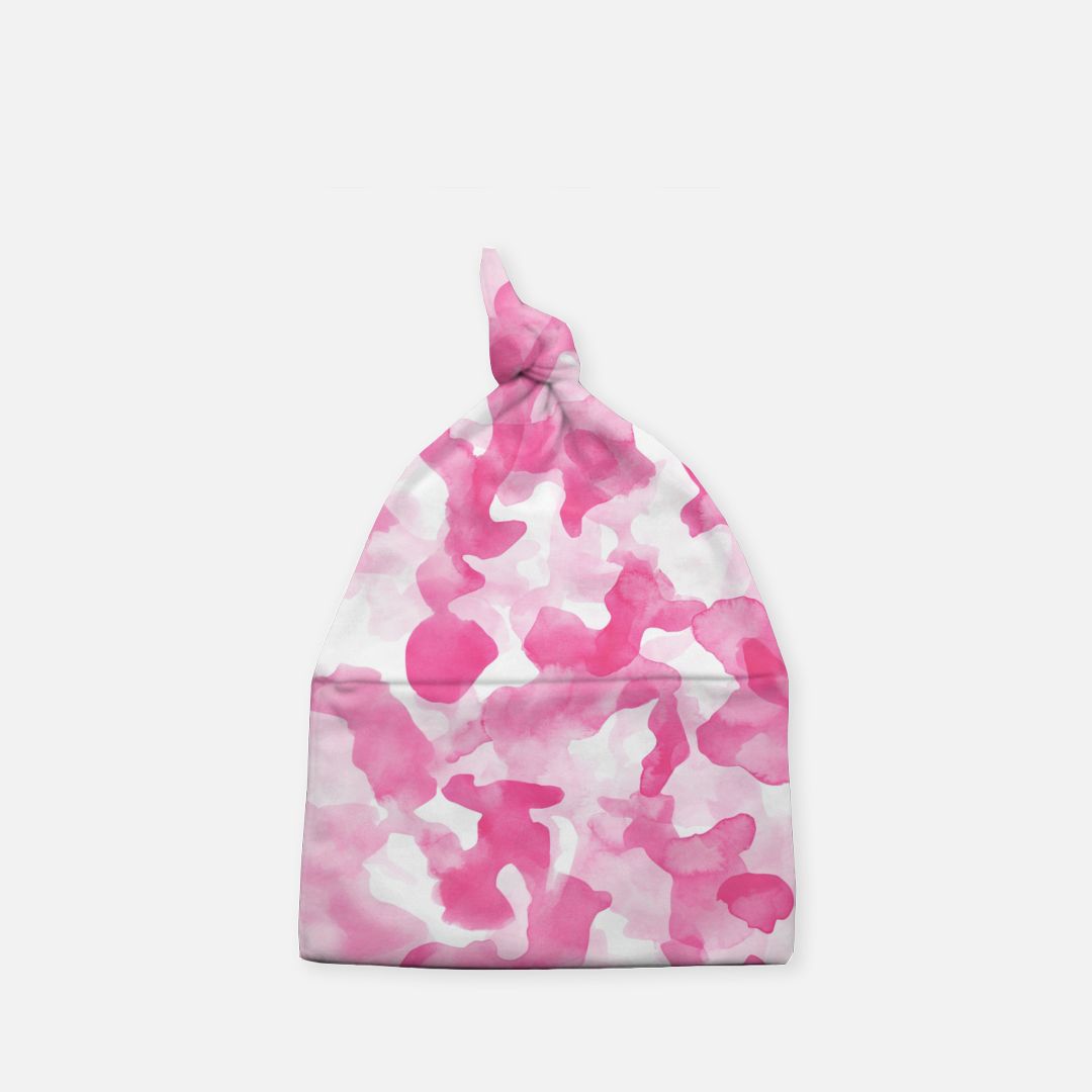 Pink Camo Baby Knotted Beanie