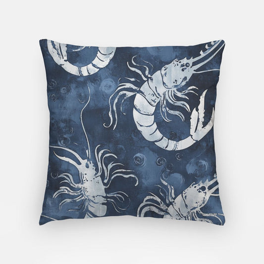 Abstract Lobster Artisan Pillow Case 18 Inch Blue