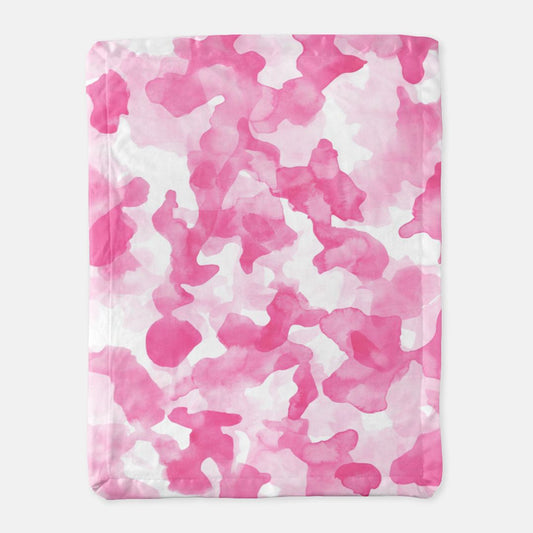 Pink Camo Satin Trim Blanket