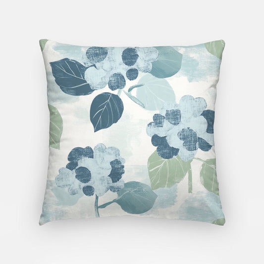 Hydrangeas Artisan Pillow Case 18 Inch Faded Blue