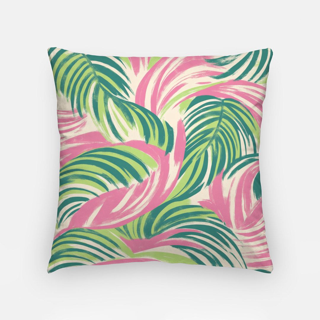 Palms Artisan Pillow Case 18 Inch Pink and Green