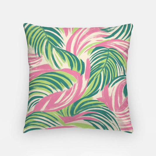Palms Artisan Pillow Case 18 Inch Pink and Green