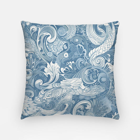 Elegant Batik Artisan Pillow Case 18 Inch Light Blue