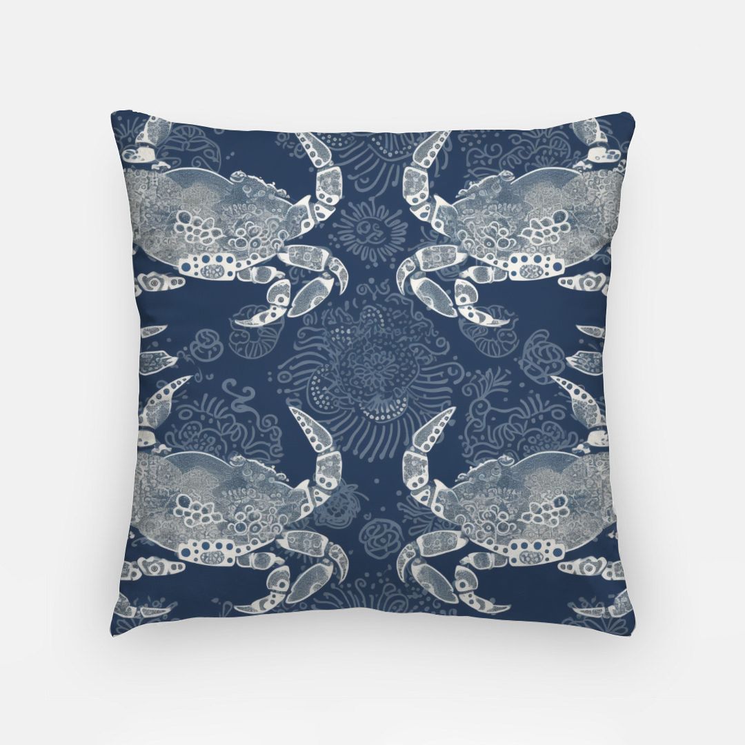 Batik Crabs Artisan Pillow Case 18 Inch
