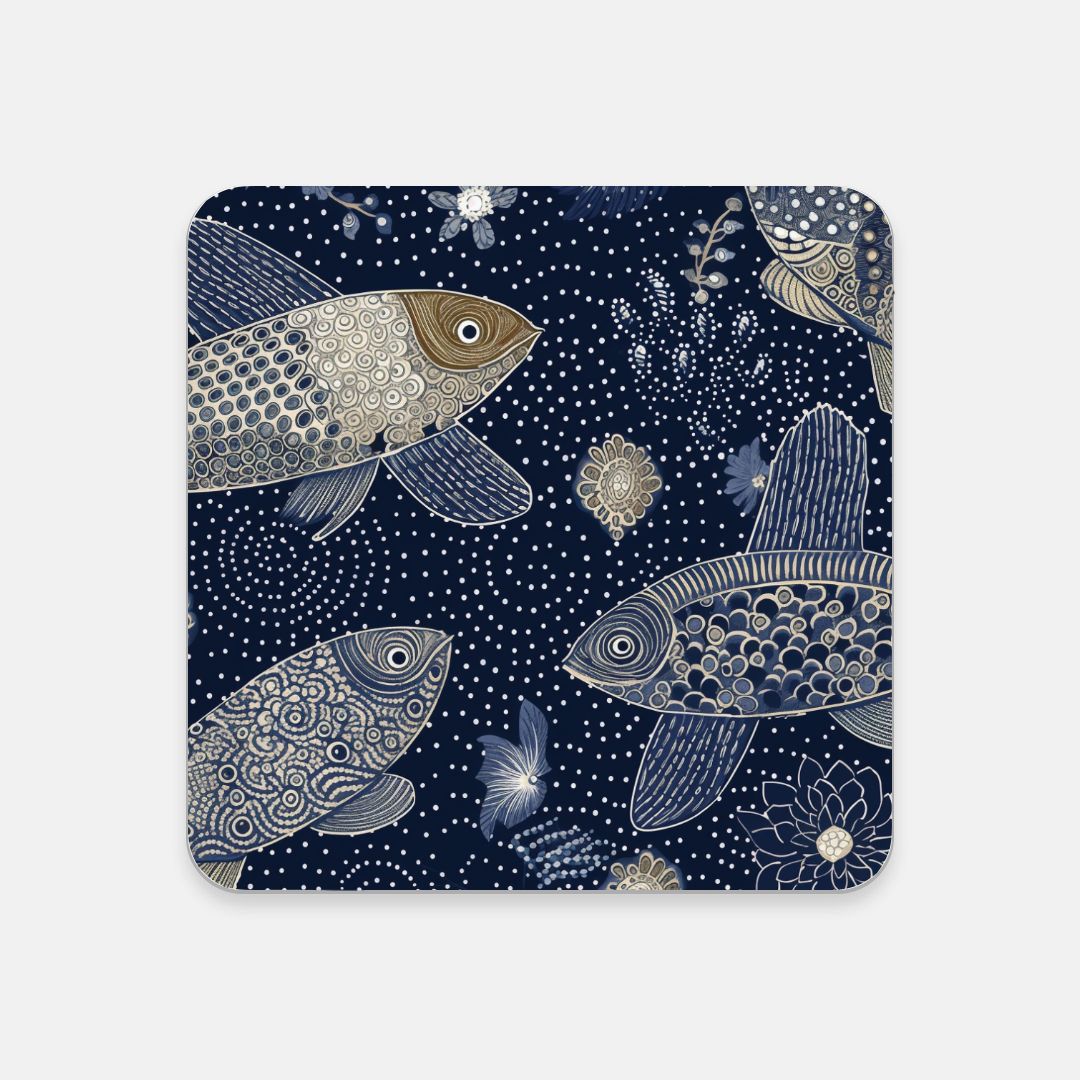 Tan Fish Cork Back Coaster