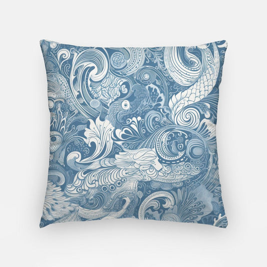 Elegant Batik Artisan Pillow Case 18 Inch Light Blue
