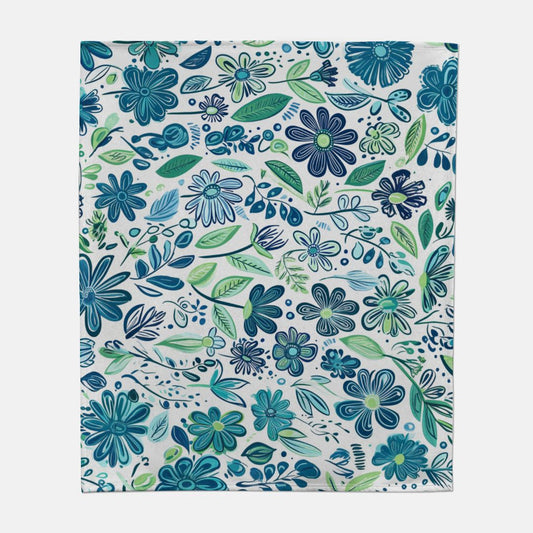 Blue Flower Garden Sweatshirt Blanket - 50" x 60"