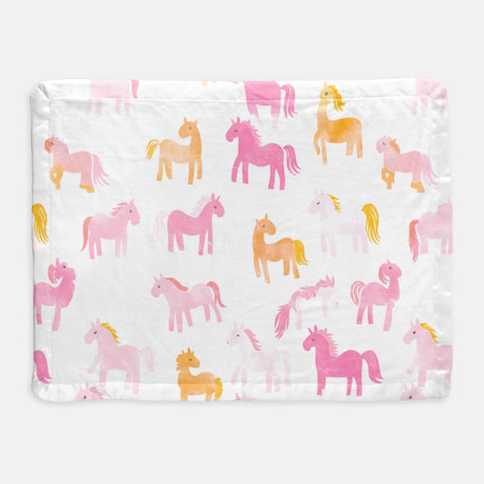 Pink Pony Satin Trim Blanket