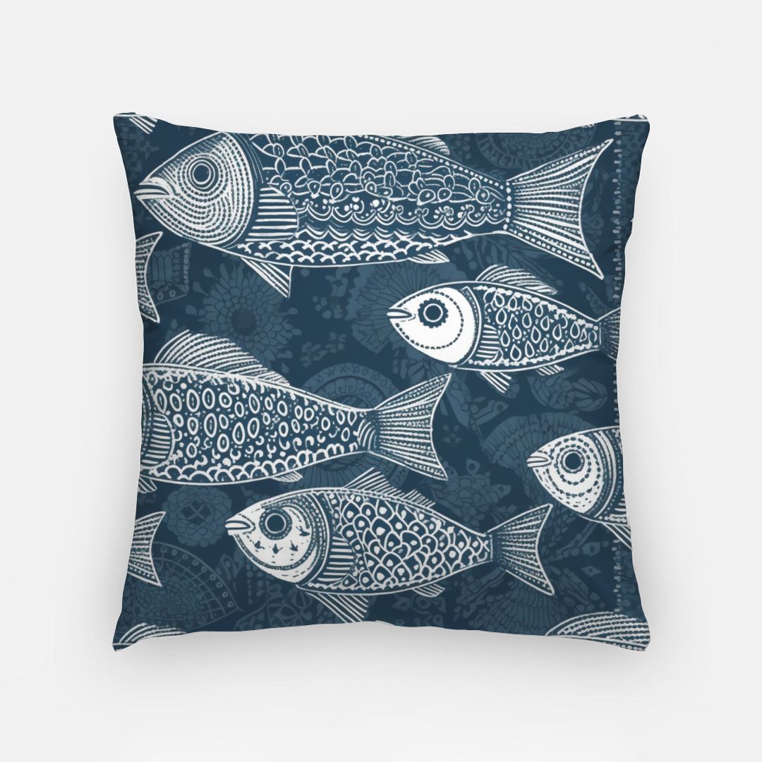 Modern Fish Artisan Pillow Case 18 Inch